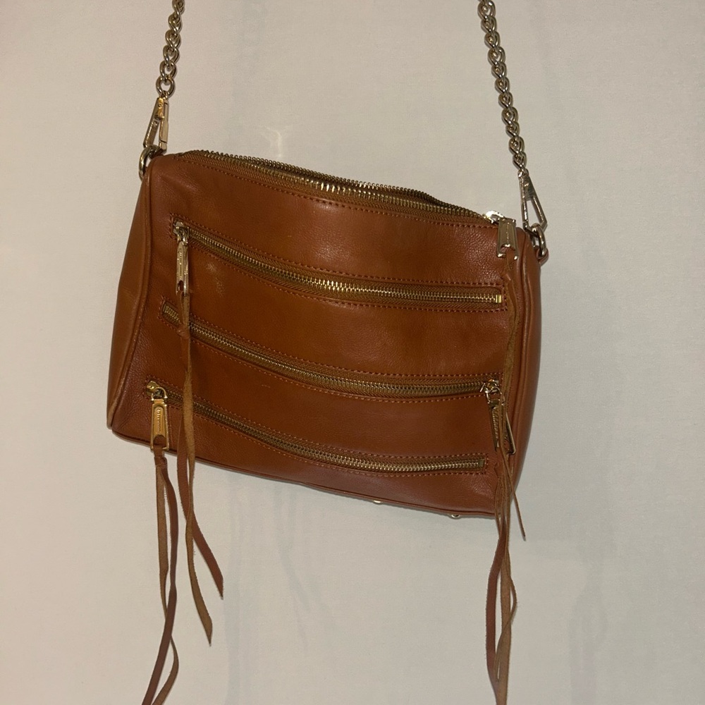 Rebecca Minkoff Tan Leather Crossbody Bag with Chain Strap